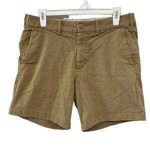 Abercrombie & Fitch AF Shorts Men's 32 Stretch Chino Khaki Tan Zip Fly 6" Inseam